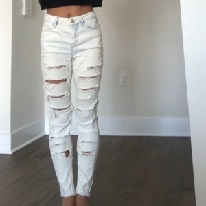 Top shop distressed high waisted jeans size 25